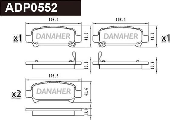 Danaher ADP0552 - Bremžu uzliku kompl., Disku bremzes ps1.lv