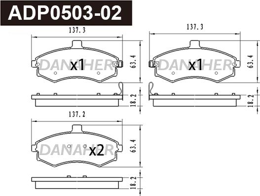 Danaher ADP0503-02 - Bremžu uzliku kompl., Disku bremzes ps1.lv