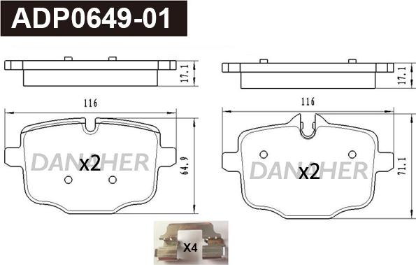 Danaher ADP0649-01 - Bremžu uzliku kompl., Disku bremzes ps1.lv