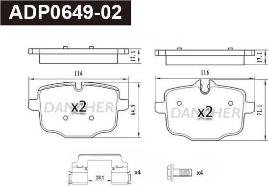 Danaher ADP0649-02 - Bremžu uzliku kompl., Disku bremzes ps1.lv