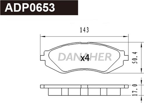 Danaher ADP0653 - Bremžu uzliku kompl., Disku bremzes ps1.lv