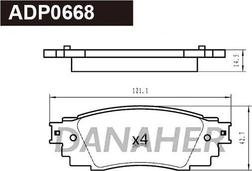 Danaher ADP0668 - Bremžu uzliku kompl., Disku bremzes ps1.lv