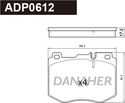 Danaher ADP0612 - Bremžu uzliku kompl., Disku bremzes ps1.lv
