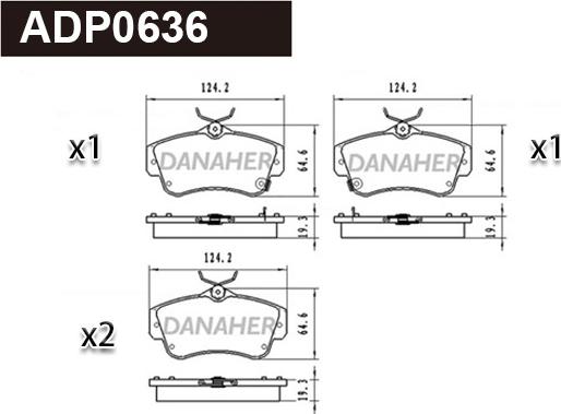 Danaher ADP0636 - Bremžu uzliku kompl., Disku bremzes ps1.lv