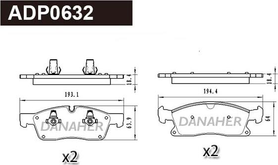 Danaher ADP0632 - Bremžu uzliku kompl., Disku bremzes ps1.lv