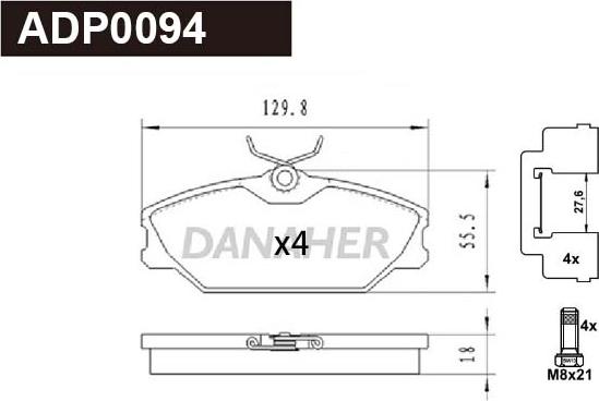 Danaher ADP0094 - Bremžu uzliku kompl., Disku bremzes ps1.lv