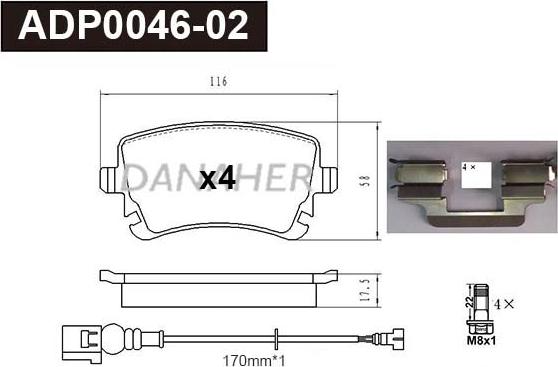 Danaher ADP0046-02 - Bremžu uzliku kompl., Disku bremzes ps1.lv