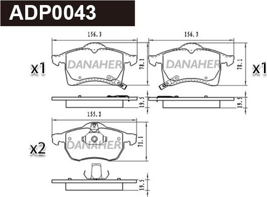 Danaher ADP0043 - Bremžu uzliku kompl., Disku bremzes ps1.lv