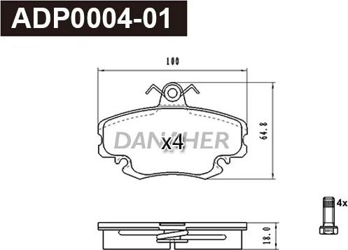 Danaher ADP0004-01 - Bremžu uzliku kompl., Disku bremzes ps1.lv