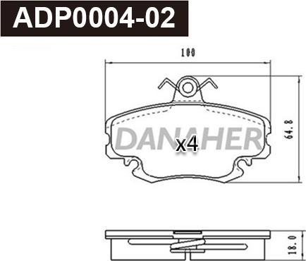 Danaher ADP0004-02 - Bremžu uzliku kompl., Disku bremzes ps1.lv