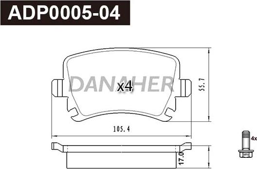 Danaher ADP0005-04 - Bremžu uzliku kompl., Disku bremzes ps1.lv