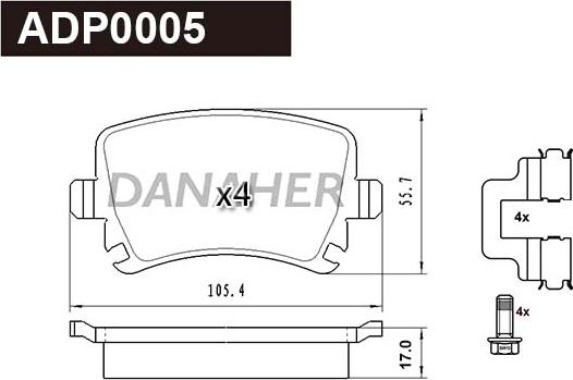 Danaher ADP0005 - Bremžu uzliku kompl., Disku bremzes ps1.lv