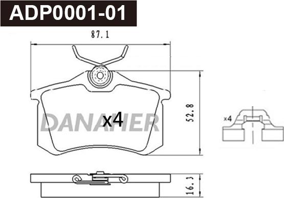 Danaher ADP0001-01 - Bremžu uzliku kompl., Disku bremzes ps1.lv