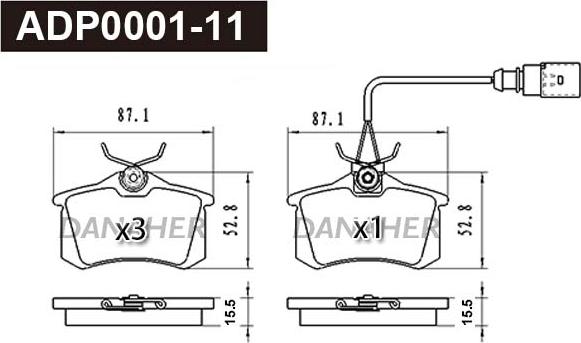 Danaher ADP0001-11 - Bremžu uzliku kompl., Disku bremzes ps1.lv