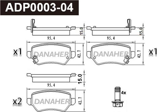 Danaher ADP0003-04 - Bremžu uzliku kompl., Disku bremzes ps1.lv