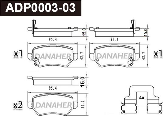 Danaher ADP0003-03 - Bremžu uzliku kompl., Disku bremzes ps1.lv