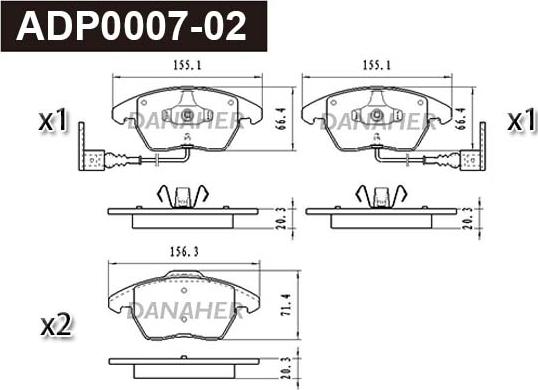 Danaher ADP0007-02 - Bremžu uzliku kompl., Disku bremzes ps1.lv