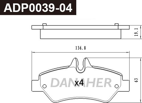 Danaher ADP0039-04 - Bremžu uzliku kompl., Disku bremzes ps1.lv