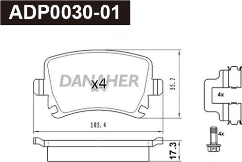 Danaher ADP0030-01 - Bremžu uzliku kompl., Disku bremzes ps1.lv