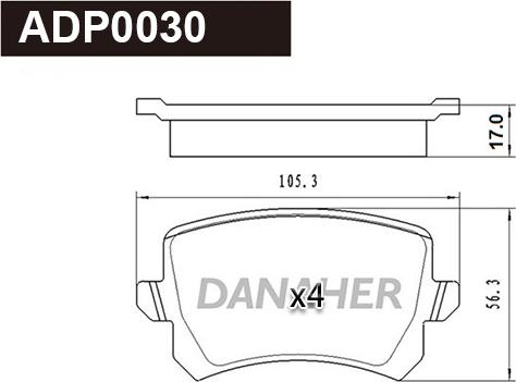 Danaher ADP0030 - Bremžu uzliku kompl., Disku bremzes ps1.lv