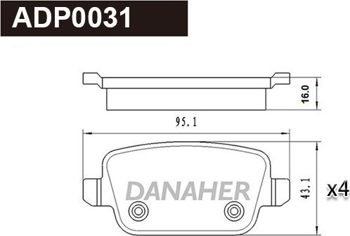 Danaher ADP0031 - Bremžu uzliku kompl., Disku bremzes ps1.lv