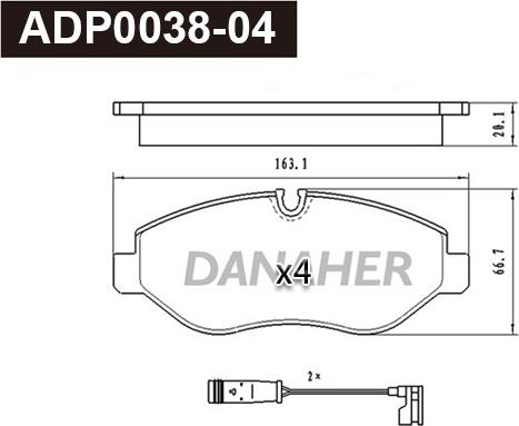 Danaher ADP0038-04 - Bremžu uzliku kompl., Disku bremzes ps1.lv