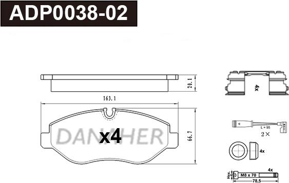 Danaher ADP0038-02 - Bremžu uzliku kompl., Disku bremzes ps1.lv