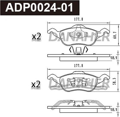 Danaher ADP0024-01 - Bremžu uzliku kompl., Disku bremzes ps1.lv