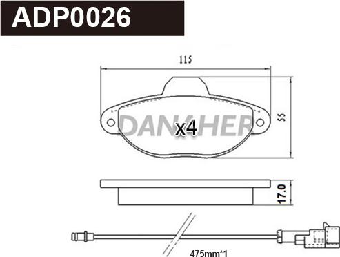 Danaher ADP0026 - Bremžu uzliku kompl., Disku bremzes ps1.lv