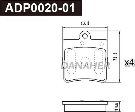 Danaher ADP0020-01 - Bremžu uzliku kompl., Disku bremzes ps1.lv