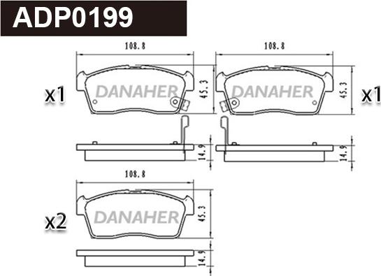 Danaher ADP0199 - Bremžu uzliku kompl., Disku bremzes ps1.lv