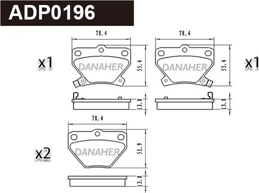 Danaher ADP0196 - Bremžu uzliku kompl., Disku bremzes ps1.lv