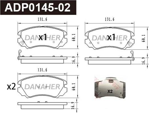 Danaher ADP0145-02 - Bremžu uzliku kompl., Disku bremzes ps1.lv