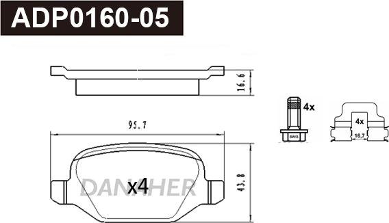 Danaher ADP0160-05 - Bremžu uzliku kompl., Disku bremzes ps1.lv