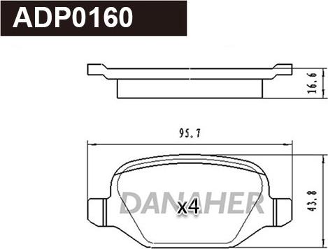 Danaher ADP0160 - Bremžu uzliku kompl., Disku bremzes ps1.lv