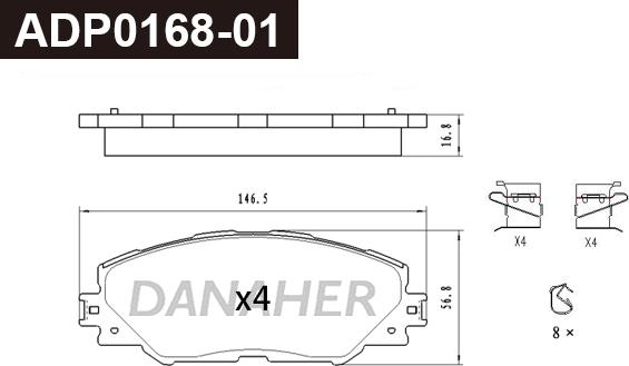 Danaher ADP0168-01 - Bremžu uzliku kompl., Disku bremzes ps1.lv