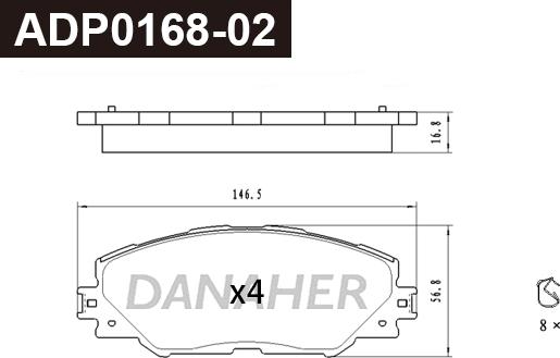 Danaher ADP0168-02 - Bremžu uzliku kompl., Disku bremzes ps1.lv