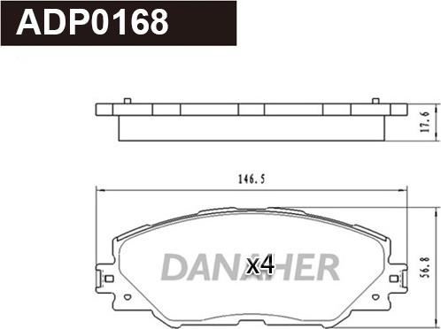 Danaher ADP0168 - Bremžu uzliku kompl., Disku bremzes ps1.lv