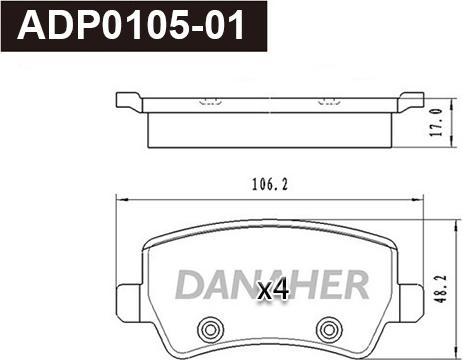 Danaher ADP0105-01 - Bremžu uzliku kompl., Disku bremzes ps1.lv