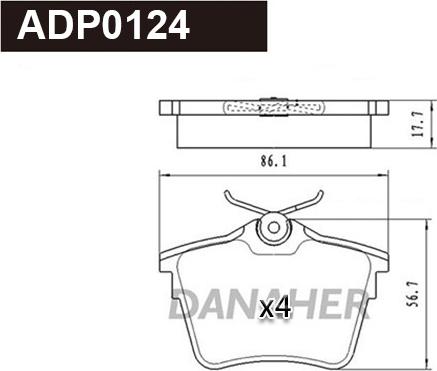 Danaher ADP0124 - Bremžu uzliku kompl., Disku bremzes ps1.lv