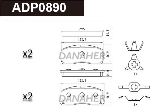 Danaher ADP0890 - Bremžu uzliku kompl., Disku bremzes ps1.lv