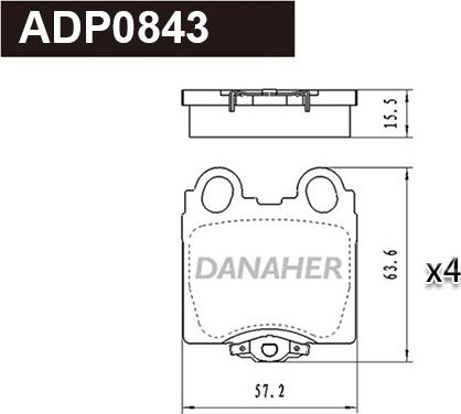 Danaher ADP0843 - Bremžu uzliku kompl., Disku bremzes ps1.lv