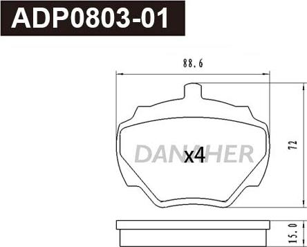 Danaher ADP0803-01 - Bremžu uzliku kompl., Disku bremzes ps1.lv