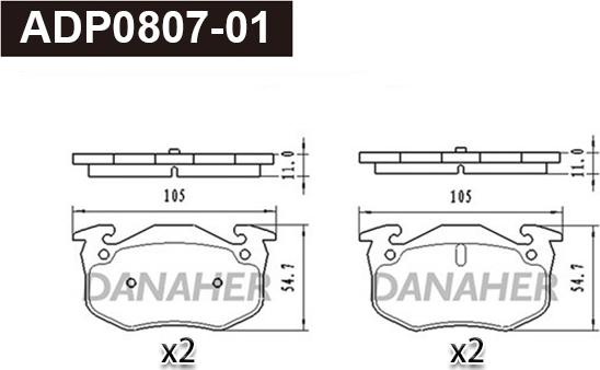 Danaher ADP0807-01 - Bremžu uzliku kompl., Disku bremzes ps1.lv