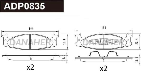 Danaher ADP0835 - Bremžu uzliku kompl., Disku bremzes ps1.lv