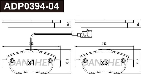 Danaher ADP0394-04 - Bremžu uzliku kompl., Disku bremzes ps1.lv