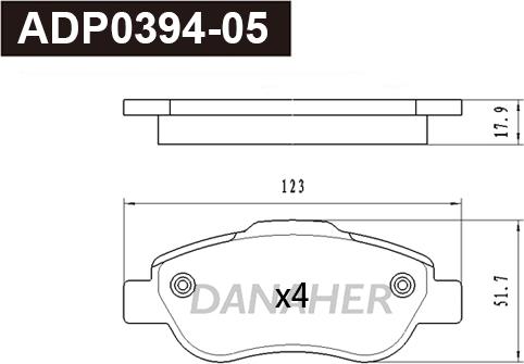 Danaher ADP0394-05 - Bremžu uzliku kompl., Disku bremzes ps1.lv