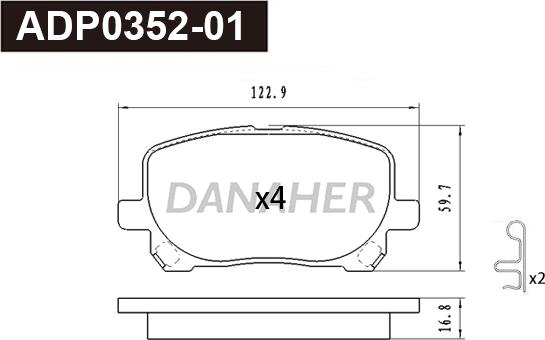 Danaher ADP0352-01 - Bremžu uzliku kompl., Disku bremzes ps1.lv