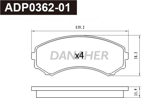Danaher ADP0362-01 - Bremžu uzliku kompl., Disku bremzes ps1.lv