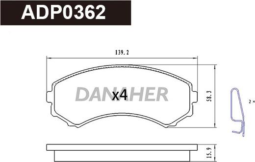 Danaher ADP0362 - Bremžu uzliku kompl., Disku bremzes ps1.lv